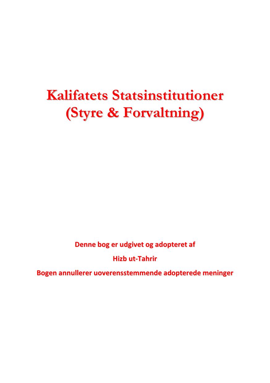 Kalifatets Statsinstitutioner (Styre & Forvaltning) cover