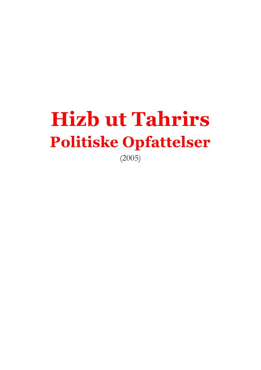 Hizb ut Tahrirs Politiske Opfattelser cover
