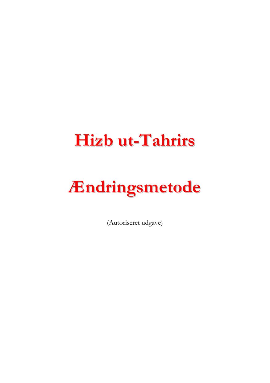 Hizb ut Tahrirs Ændringsmetode cover