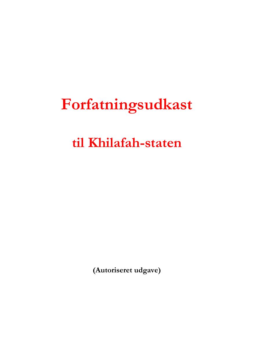 Forfatningsudkast til Khilafah-Staten cover