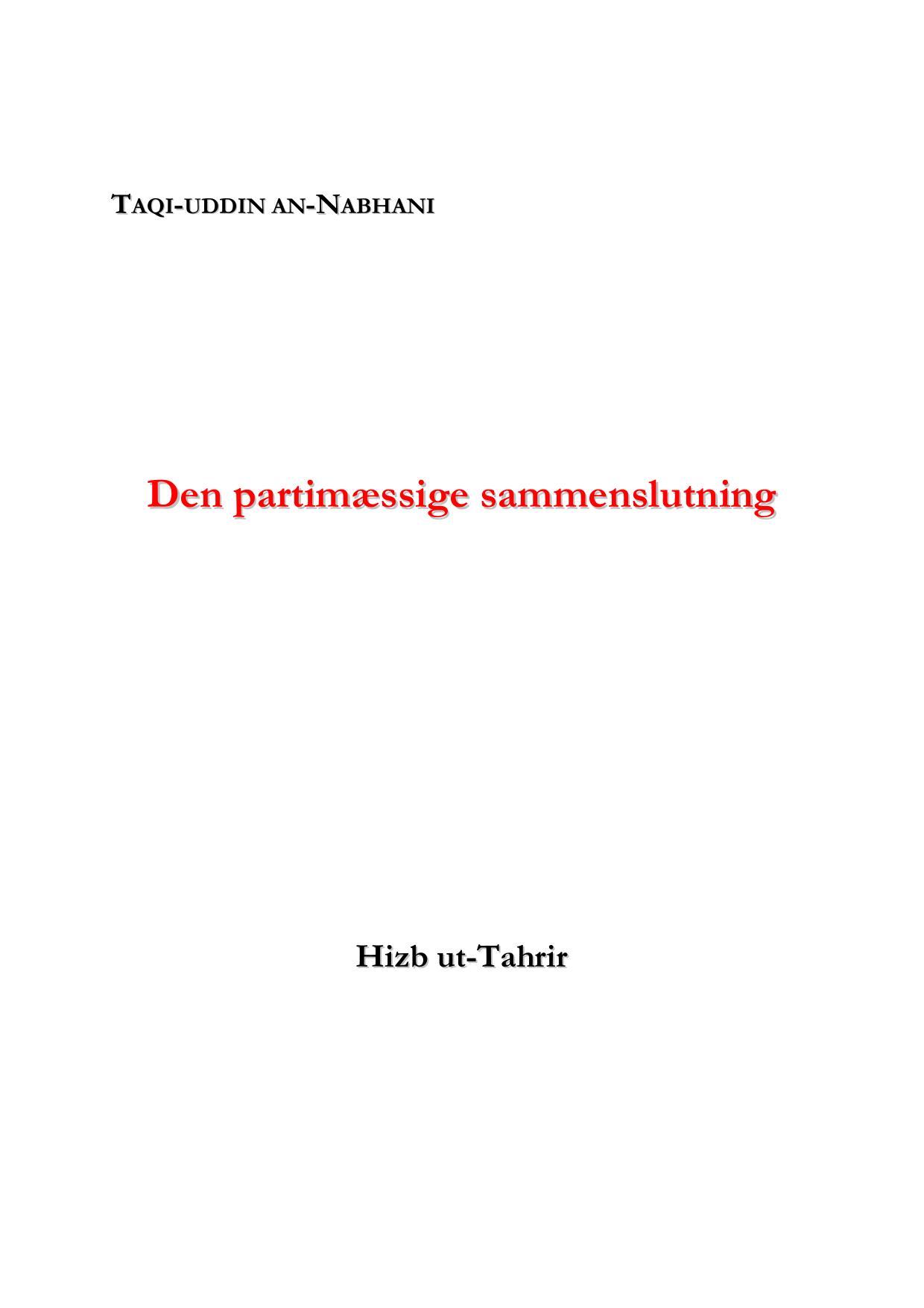 Den Partimæssige Sammenslutning cover