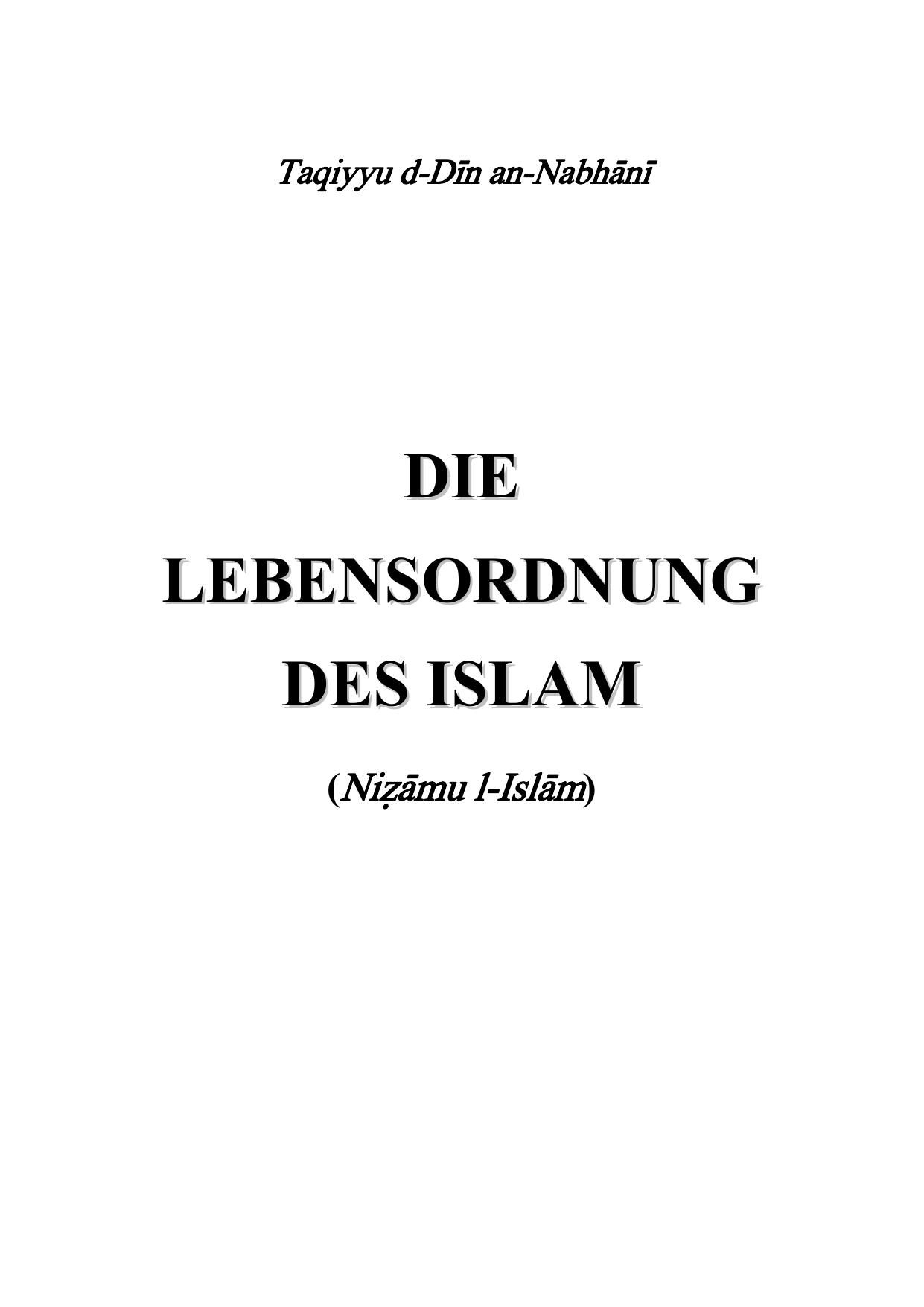 Die Lebensordnung des Islam cover
