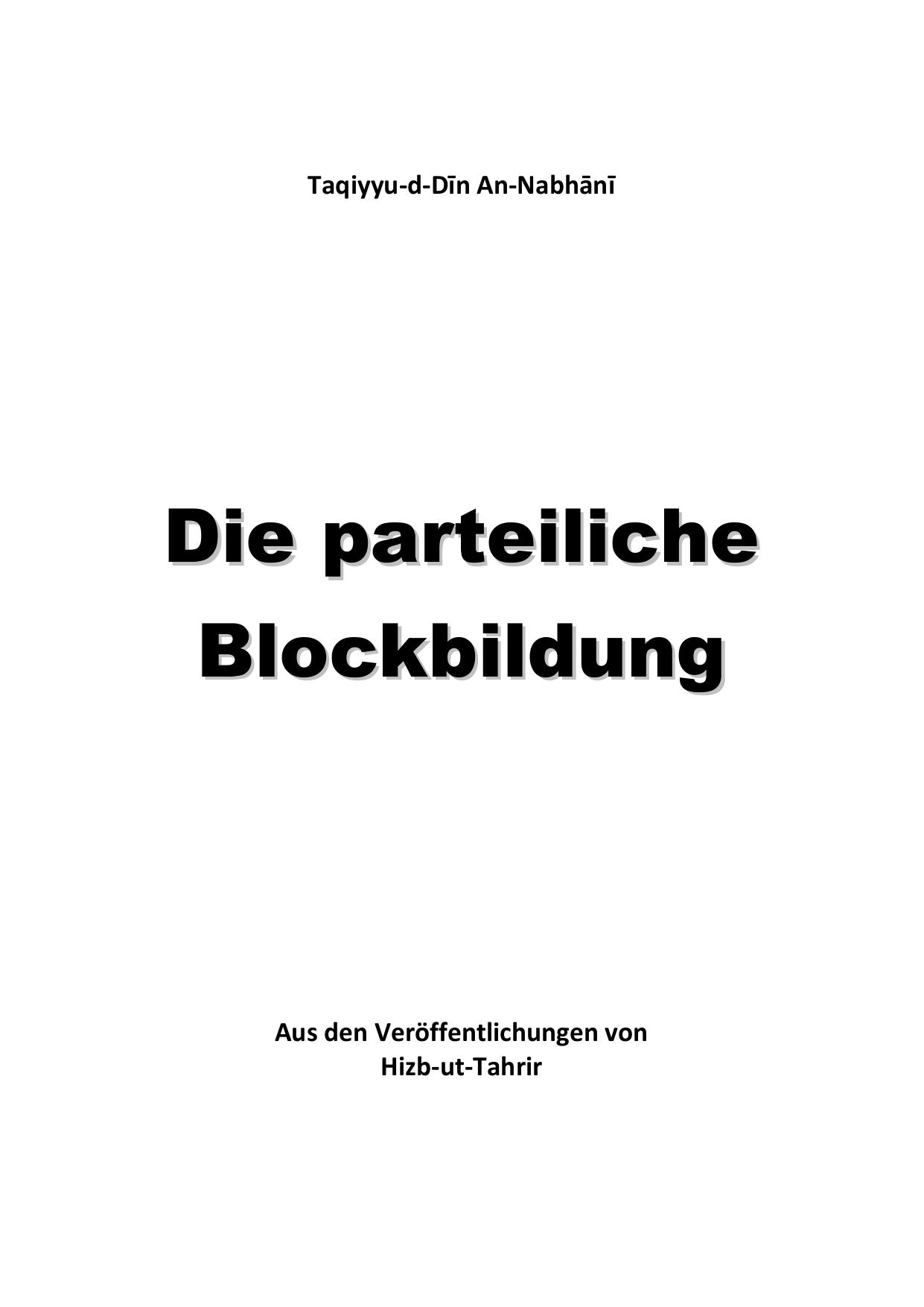 Die Parteiliche Blockbildung cover