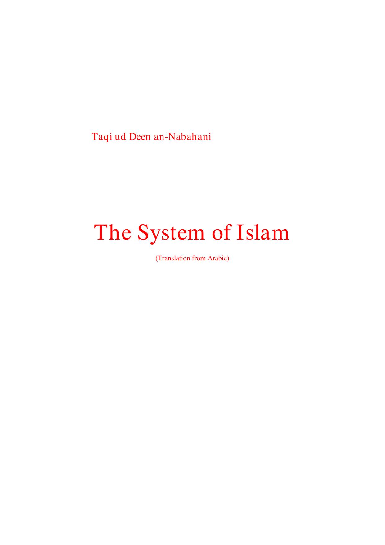 The System of Islam cover