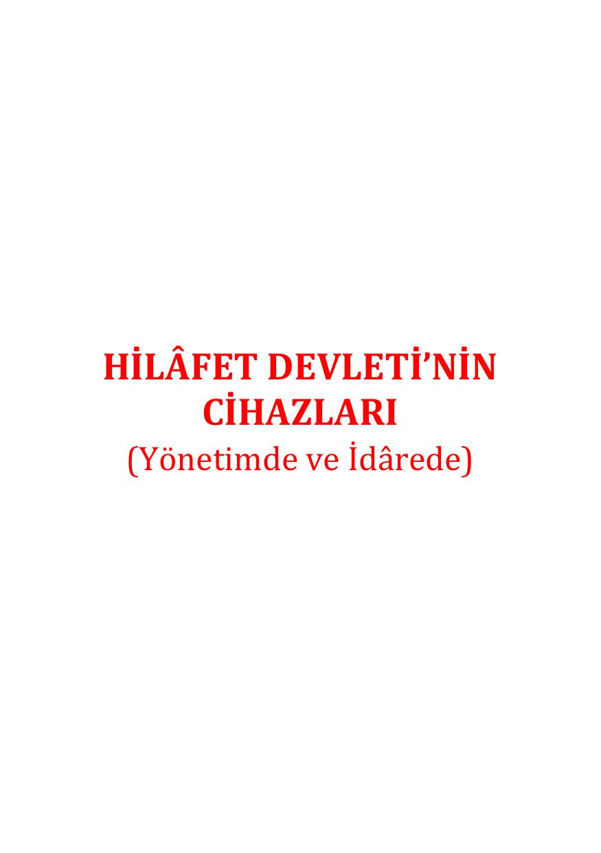 Hilâfet Devleti’nin Cihazları (Yönetimde ve İdârede) cover