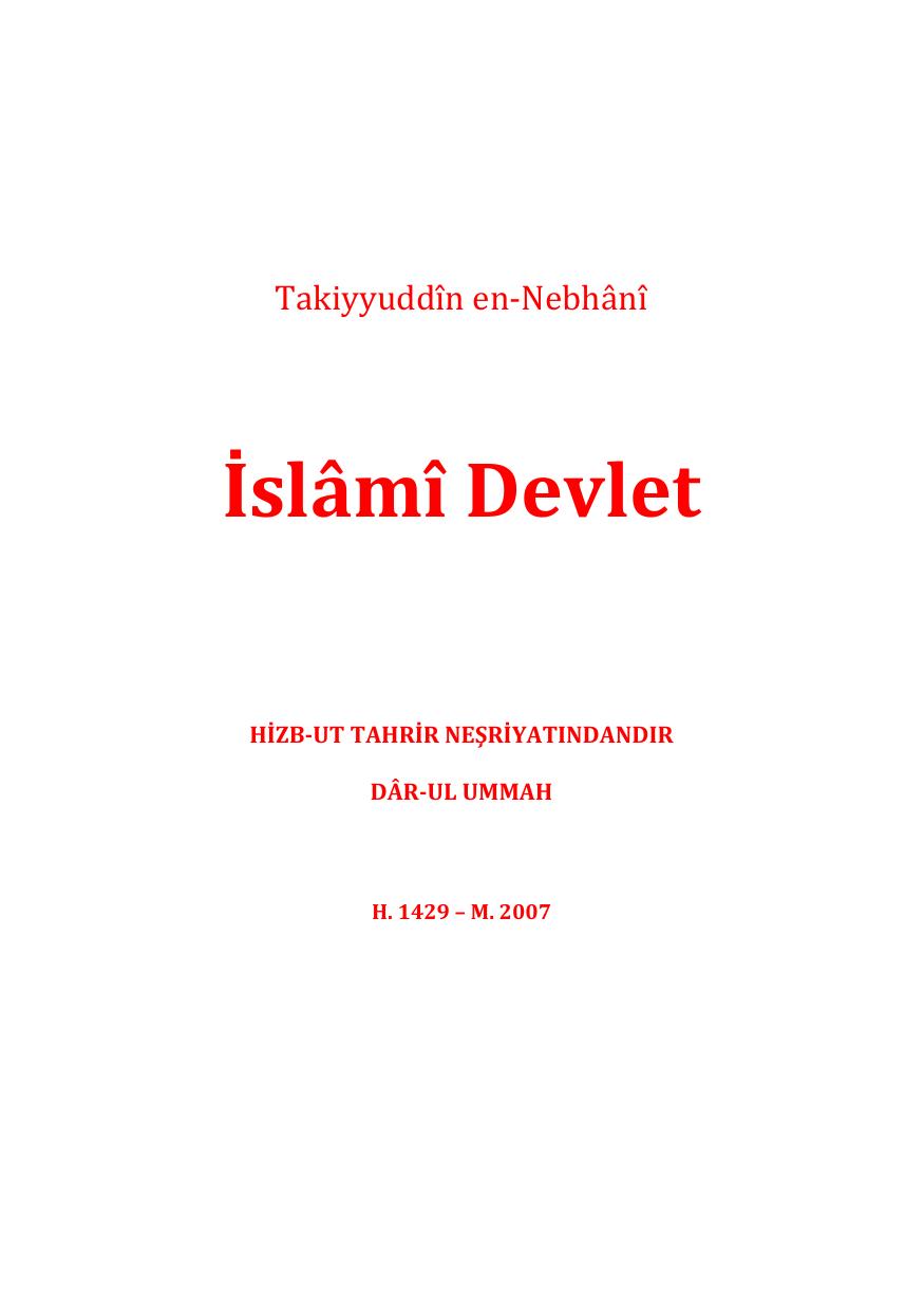 İslâmî Devlet cover