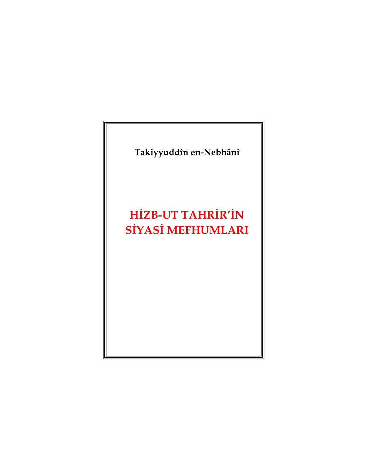 Hizb ut Tahrir’in Siyasi Mefhumları cover