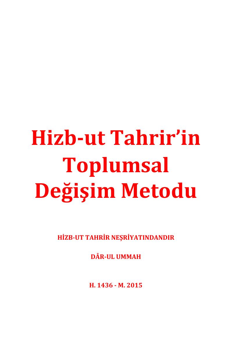 Hizb ut Tahrir’in Toplumsal Değişim Metodu cover