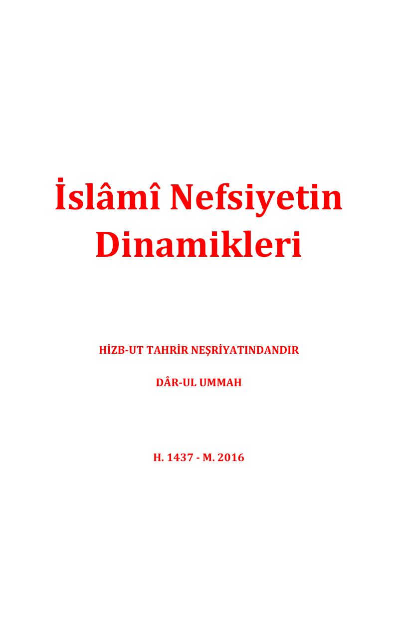 İslâmî Nefsiyetin Dinamikleri cover