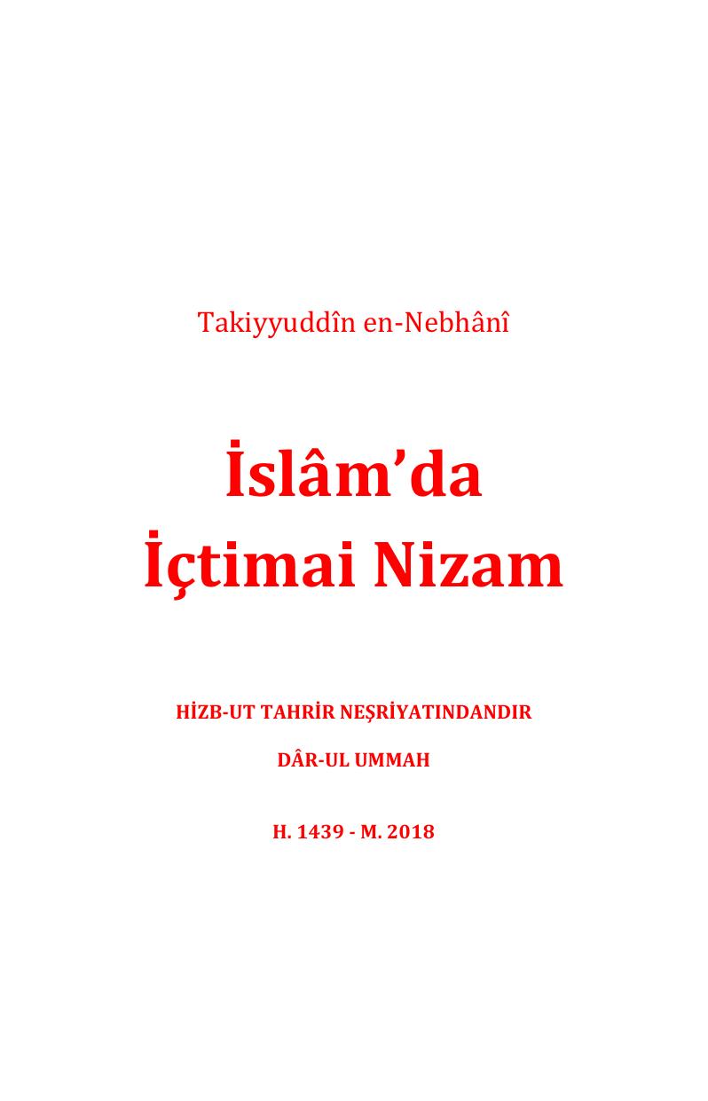 İslâm’da İçtimai Nizam cover
