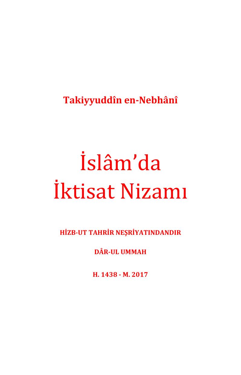 İslâm’da İktisat Nizamı cover