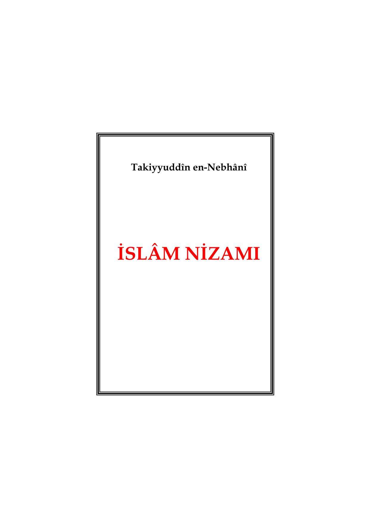 İslâm Nizamı cover