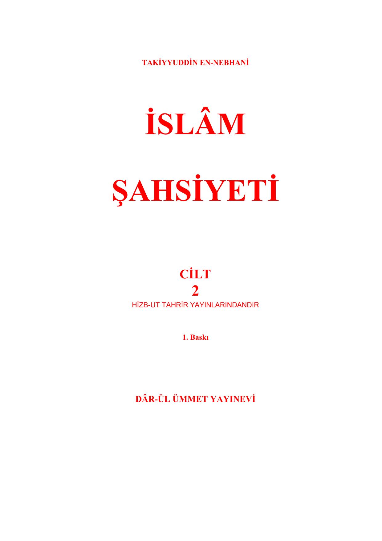 İslâm Şahsiyeti Cilt 2 cover